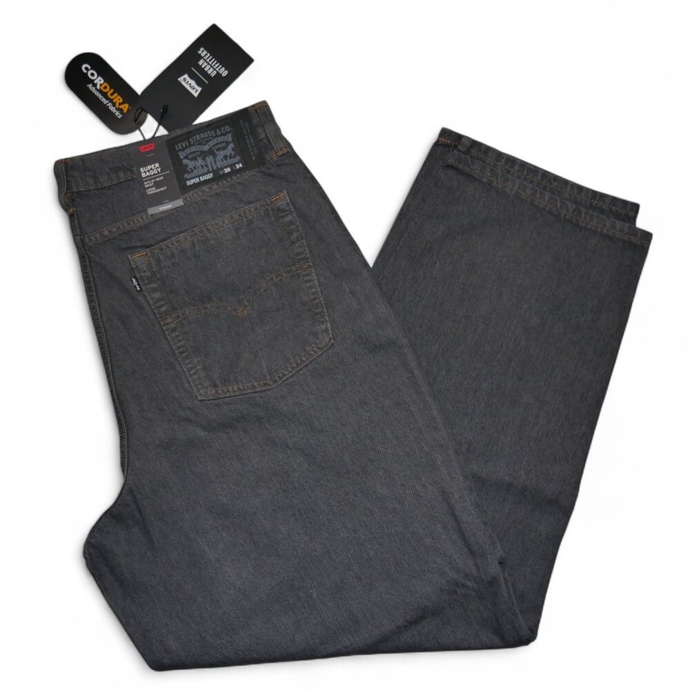 Levis Men's 38x34 Super Baggy Fit Jeans Vintage Black Rinse Y2K Loose Fit NWT